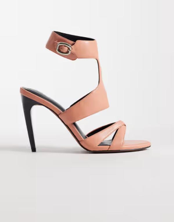 エイソス レディース シューズ サンダル 踵 ASOS DESIGNation caged higheel sandals インチ peach 桃