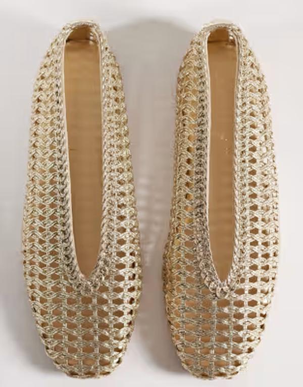 エイソス レディース シューズ パンプス ASOS DESIGN Lioness woven ballet flats GOLD ゴールド 13,110円