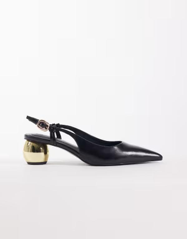 エイソス レディース シューズ ヒール ASOS DESIGN Starlight slingback ball heeled shoes Black ブラック｜ReVida 店 15,895円