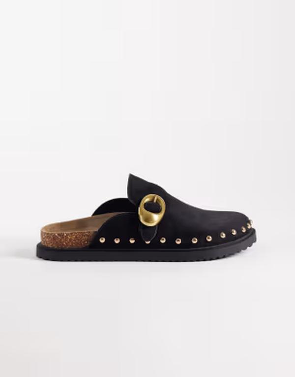 エイソス レディース シューズ サンダル スエードクロス ASOS DESIGN Mellany studded footbed mulesuedette Black 黒いこと