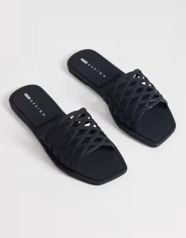 エイソス レディース シューズ サンダル ASOS DESIGN Faris woven jelly flat mules Black ブラック