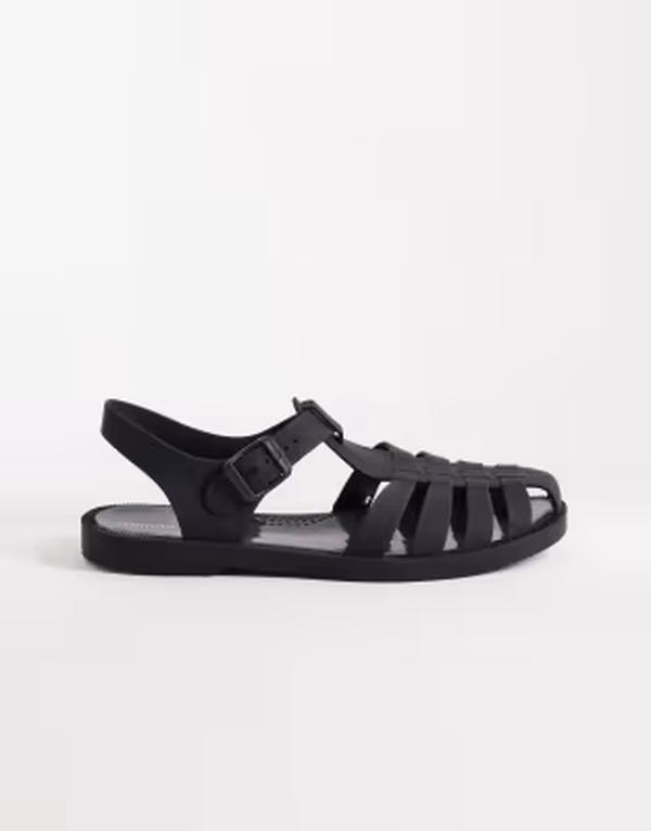 ロンドンレベル レディース シューズ サンダル London Rebel Abby caged flat sandals in matte Black Matt ブラック｜ReVida 店