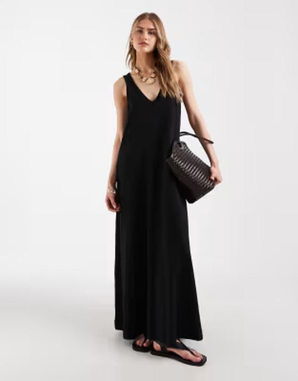 エイソス レディース トップス 衣装 マキシ ASOS DESIGN trapeze maxi dress Black 黒いこと