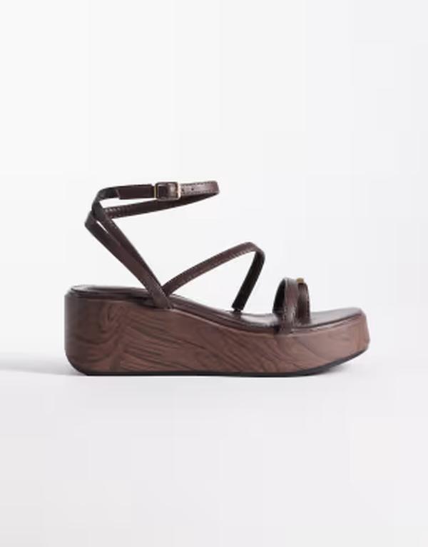 レイド レディース シューズ サンダル RAID Adaluna wedge toe ring sandals Brown pu ブラウン