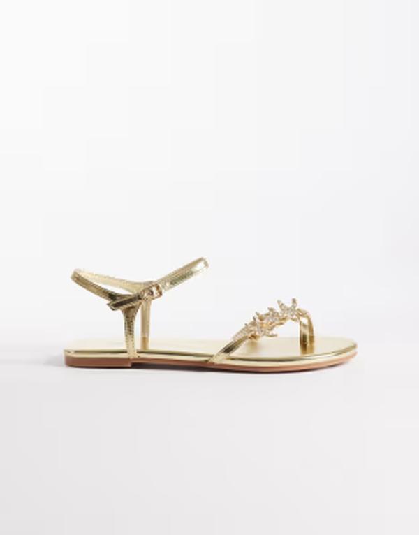 パブリックデザイア レディース シューズ サンダル Public Desirelina strappy flat sandals with sea shells GOLD ゴールド｜ReVida 店