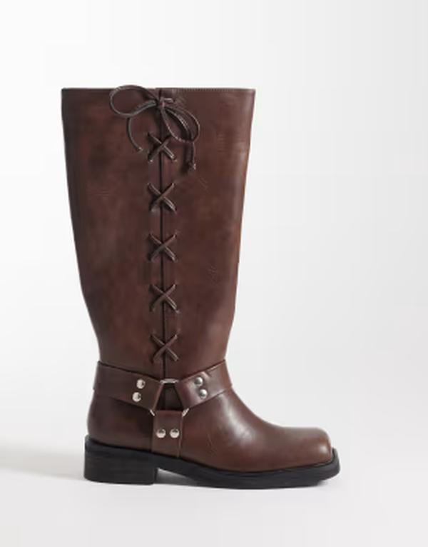 パブリックデザイア レディース シューズ ブーツ・レインブーツ Public Desire Soulful harness knee boots BROWN ブラウン｜ReVida 店