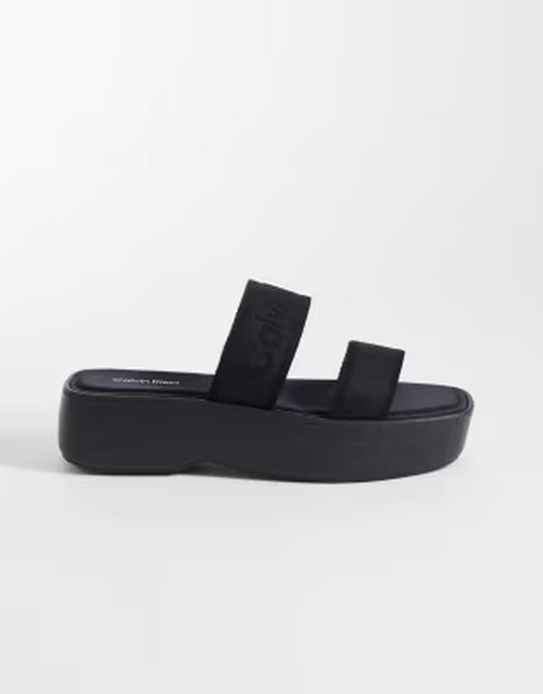 カルバンクライン レディース シューズ サンダル ジーンズ Calvin Klein Jeans webbing flatform sandals Black ブラック