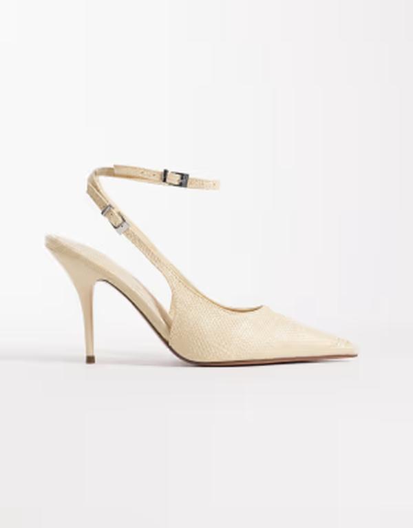 エイソス レディース シューズ ヒール ASOS DESIGN Promise slingback stiletto higheel shoes inatural NATURAL