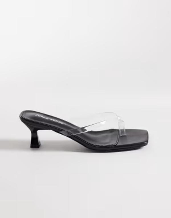 パブリックデザイア レディース シューズ サンダル 踵 Public Desireverlast flip flop kitten heel sandals Black 黒いこと コンフォートサンダル-靴