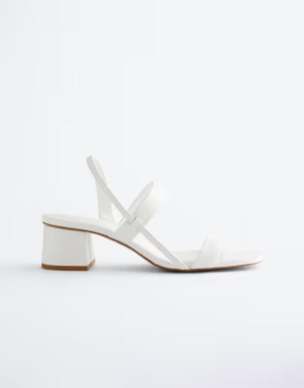 アンドアザーストーリーズ レディース シューズ サンダル レザー ヒール & Other Stories pure leather heeled strappy sandals white ホワイト｜ReVida 店