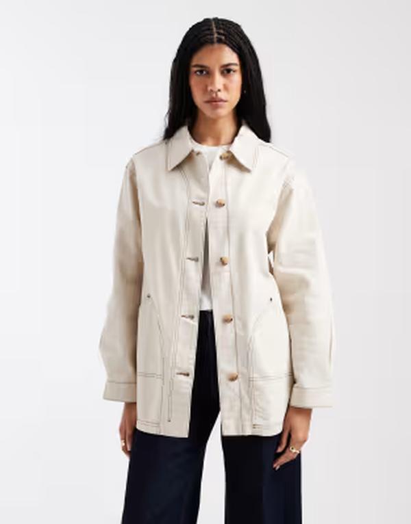 エイソス レディース アウター ジャケット・ブルゾン コットン ASOS DESIGN oversized cotton harrington jacket in oatmeal オートミール