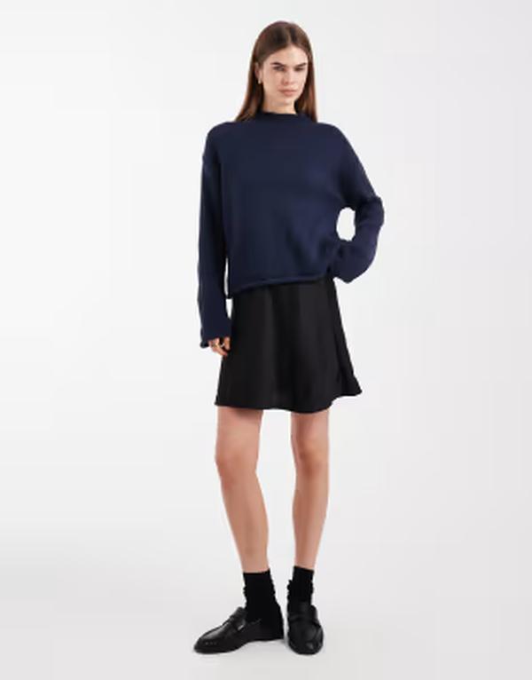 エイソス レディース ボトムスカート ミニ サテン ASOS DESIGN crushed satin mini skirt black ブラック