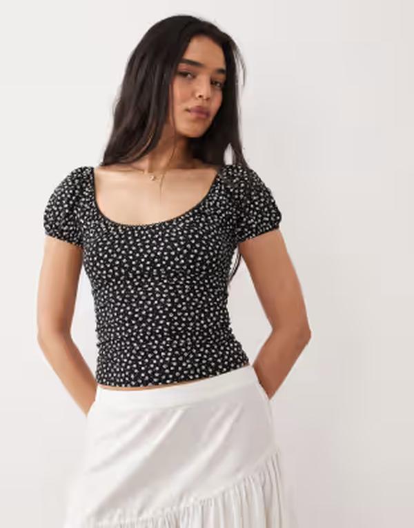 ミスセルフフリッジ レディース トップス プルオーバー 御花柄 刷り上げる 御花 Misselfridge milkmaid top インチ dark base floral print Ditsy print