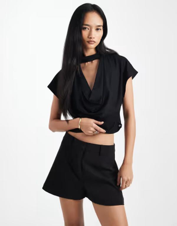 エイソス レディース ボトムス ハーフパンツ・ショーツ ASOS DESIGN tailored micro short black ブラック