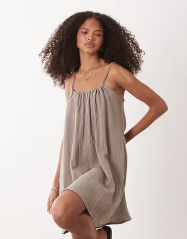 ジェイディーワイ レディース トップス 衣装 ミニ ノースリーブ JDY cheesecloth sleeveless mini dress インチ light Brindle 赤銅色