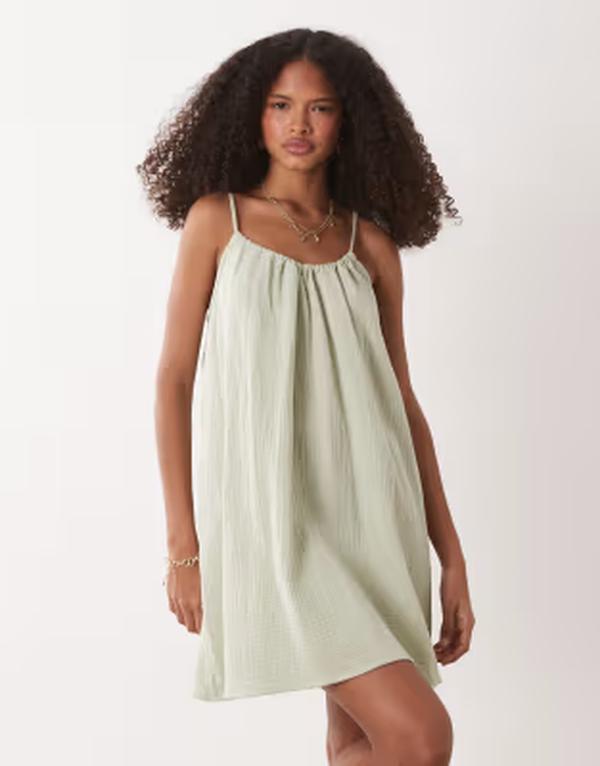 ジェイディーワイ レディース トップス 衣装 ミニ ノースリーブ JDY cheesecloth sleeveless mini dress インチ sage Desert sage サルヴィア