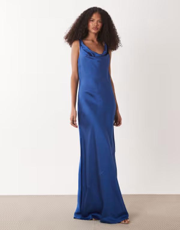 ジェイディーワイ レディース トップス ワンピース サテン マキシ JDY cowl neck satin maxi dress NAVY ネイビー 16,860円