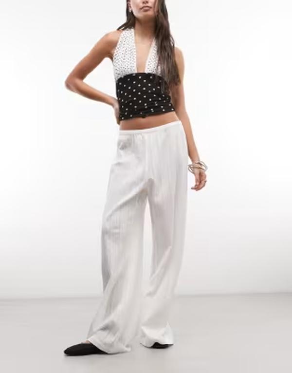ウィークデイ レディース ボトムス カジュアルパンツ コットン Weekday pull on textured cotton pants in ecru エクリュ|ReVida 店