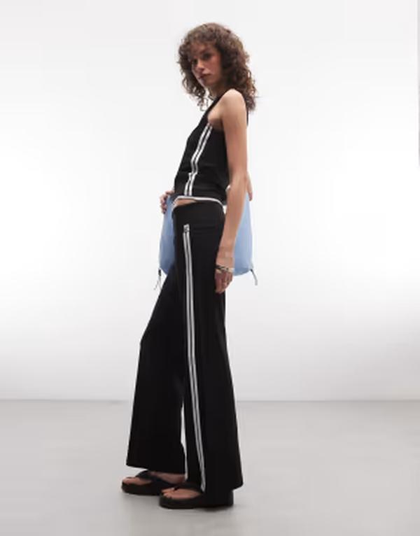コルージョン レディース ボトムス 心地好いズボン下 貨物自動車ズボン下 ローライズ COLLUSION low rise flared track pants - part of a set Black 黒いこと