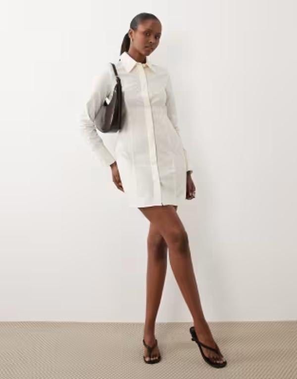 エイソス レディース トップス ワンピース シャツ ASOS DESIGN fitted shirt dress IVORY アイボリー｜ReVida 店
