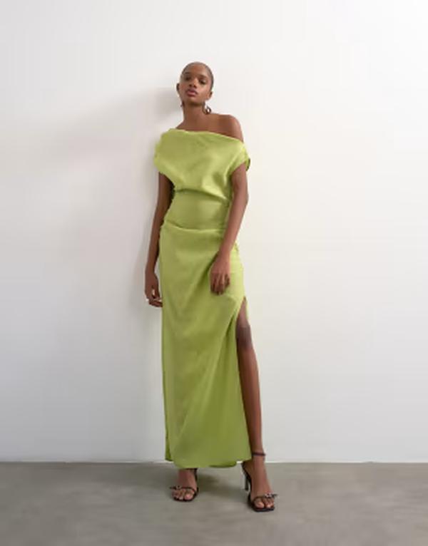 とっ始め販売店 レディース トップス 衣装 midi Topshop grown on shoulder MIDI dress GREEN 緑であること