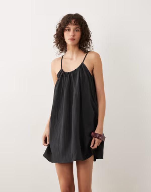 ジェイディーワイ レディース トップス 衣装 ミニ ノースリーブ JDY cheesecloth sleeveless mini dress インチ washed PHANTOM 黒いこと