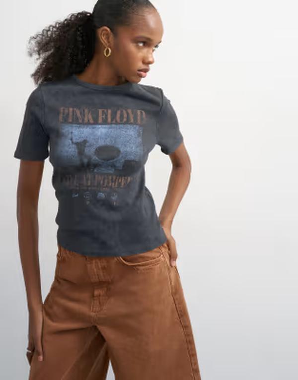 とっ始め販売店 レディース トップス ティーシャツ Topshopink Floyd licensed shrunken half sleeve tee インチ washed Black 黒いこと トップス-Tシャツ・カットソー-レディースファッション