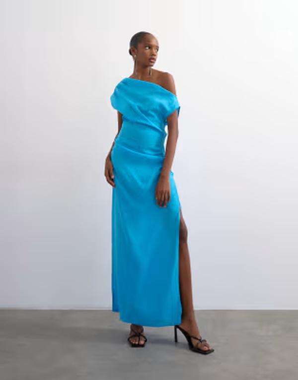 とっ始め販売店 レディース トップス 衣装 midi Topshop grown on shoulder MIDI dress インチ softouch electric blue 青み