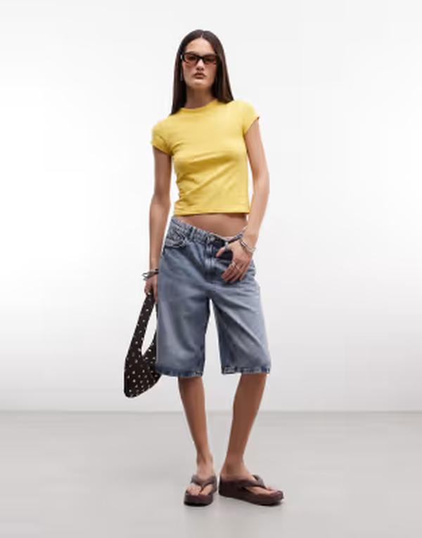 ノイジーメイ レディース ボトムス ハーフパンツ・ショーツ ショートパンツ デニム Noisy May mid waist bermuda shorts in light blue denim Light Blue Denim デニム
