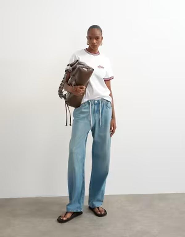 トップショップ レディース ボトムス デニムパンツ ジーンズ Topshop denim lightweight sweat-style jeans in mid BLUE ブルー|ReVida 店