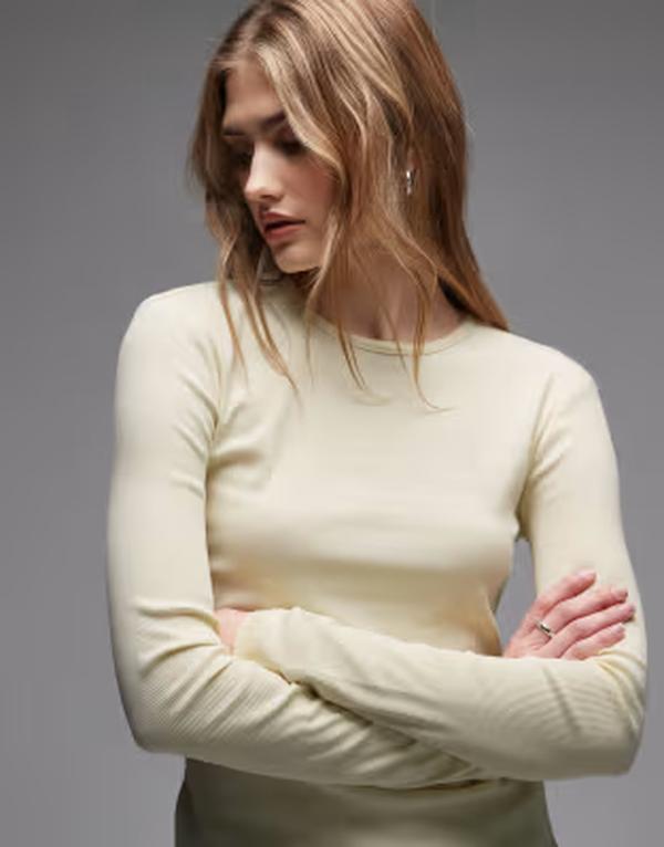 アンドアザーストーリーズ レディース トップス Tシャツ リブニット & Other Stories long sleeve rib knitop in light lemon YELLOW イエロー 13,980円