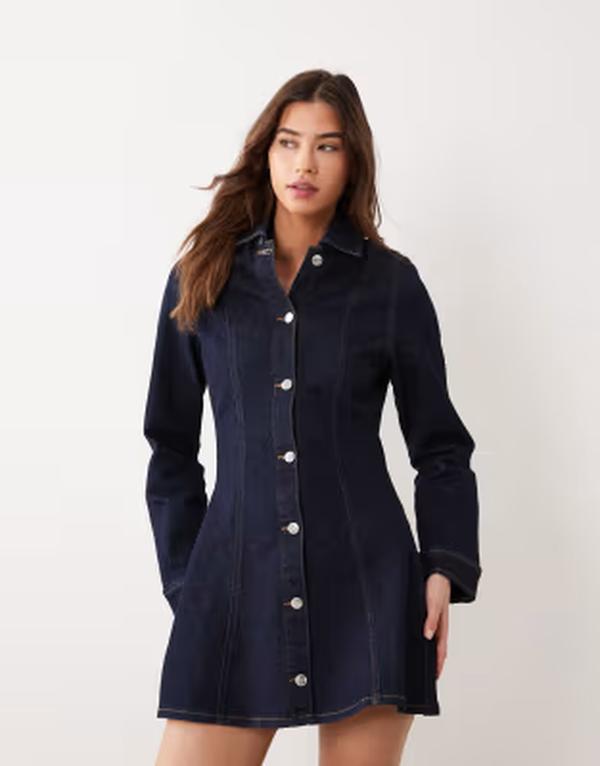 ミスセルフフリッジ レディース トップス ワンピース ウエストマーク ミニ デニム Misselfridge button up cinched waist denimini dress indigo Indgo インディゴ 18,346円