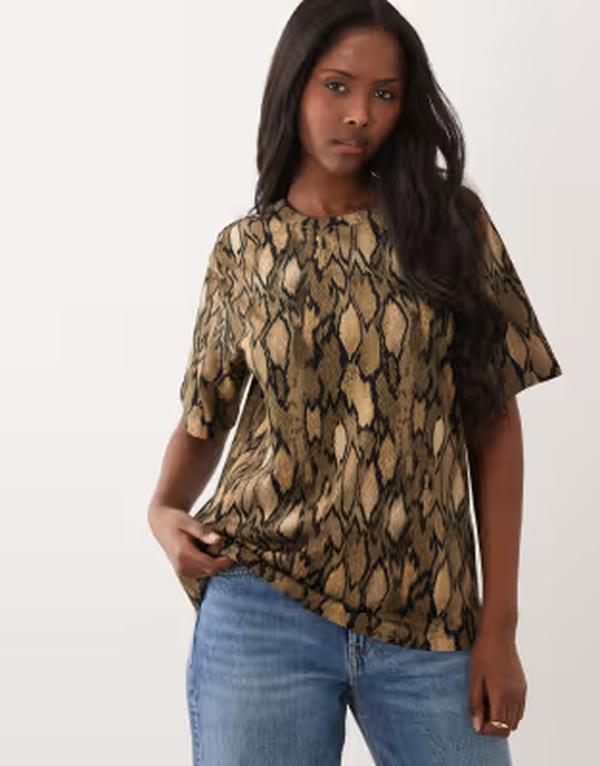 エイソス レディース トップス プルオーバー 刷り上げる ASOS DESIGN oversized t-shirt インチ snake print Snake print
