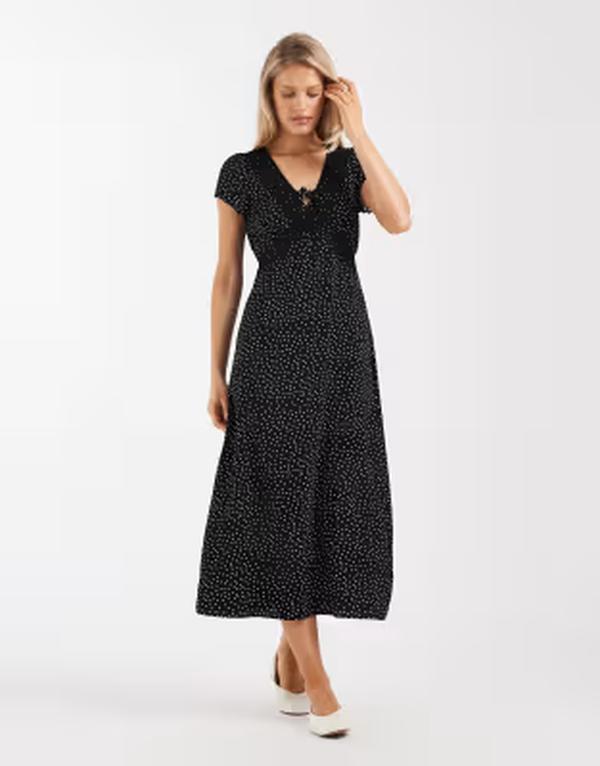 ブレーブソウル レディース トップス 衣装 点点柄 点点 刷り上げる midi スピード競技 Brave Soul tie front MIDI dress with lace detail polka dot print Polka dot 点点