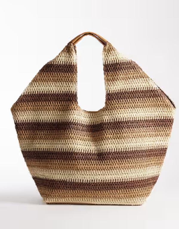 サウスビーチ レディース バッグ キャップ ケープ South Beach oversized landscape shoulder tote ineutral stripes Multi マルチカラー｜ReVida 店