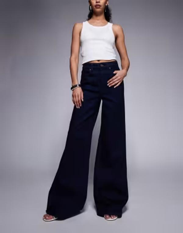 グッドアメリカン レディース ボトムス デニムパンツ ワイドレッグ ジーンズ Good American good waist high rise wide leg palazzo jeans in dark blue wash Dark blue ブルー