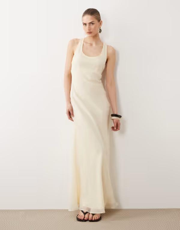 エイソス レディース トップス ワンピース コントラスト マキシ ASOS DESIGN scoop neck maxi slip dress with contrastrim in pale yellow Pale yellow イエロー 15,895円