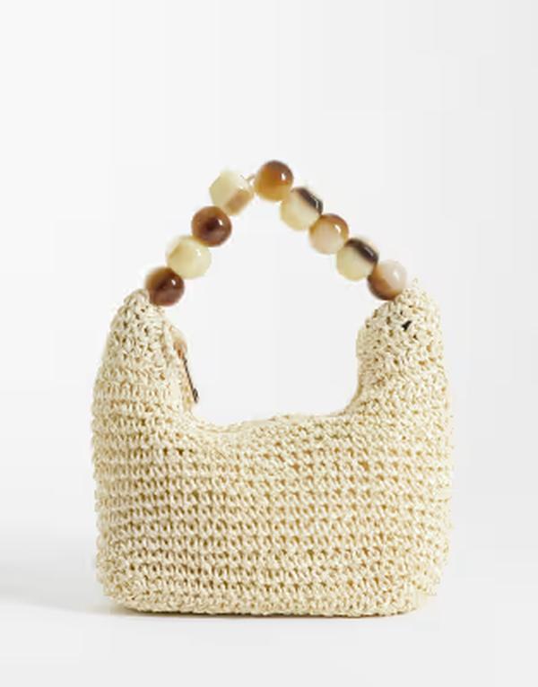 エイソス レディース バッグ ASOS DESIGN straw grab clutch bag with resin ball handle inatural NATURAL