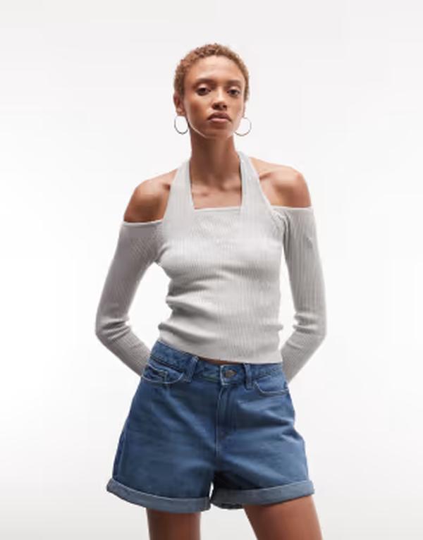 ノイジーメイ レディース ボトムス ハーフパンツ・ショーツ ショートパンツ デニム Noisy May mid waist denim shorts in mid Medium blue denim デニム