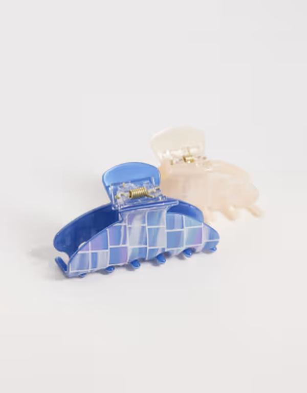アクセサライズ レディース アクセサリー Accessorize pack of 2 riviera resin hair claw clips LIGHT BLUE ブルー