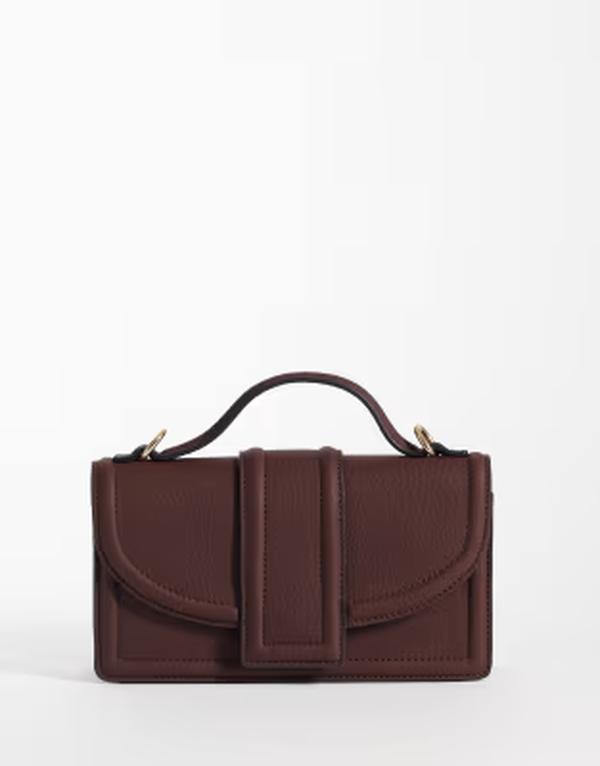 エイソス レディース バッグ ASOS DESIGN textured cross body satchel in chocolate チョコレート