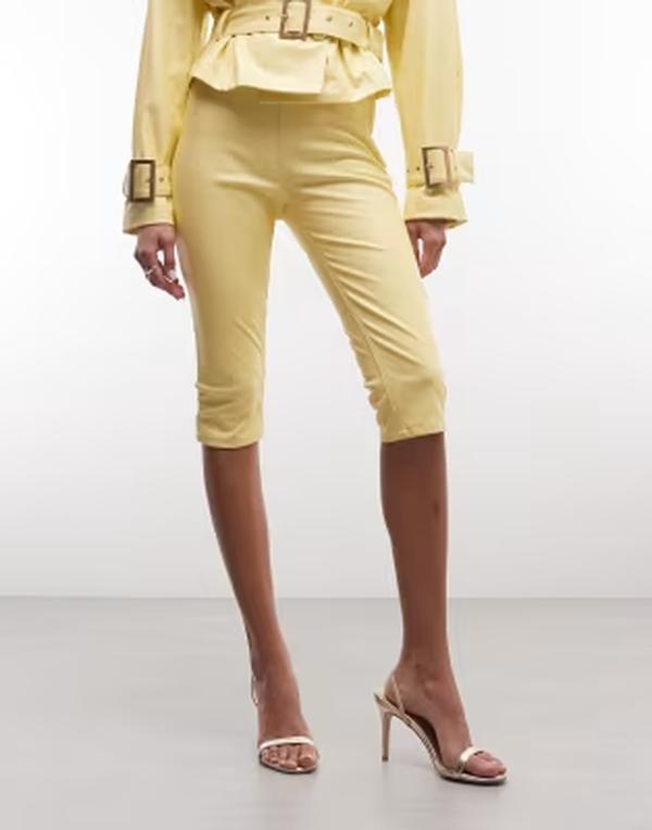 エーエフアールエム レディース ボトムス カジュアルパンツ キャップ AFRM Calla high rise fitted capri pants in lemon - part of a set Lemon Meringue|ReVida 店