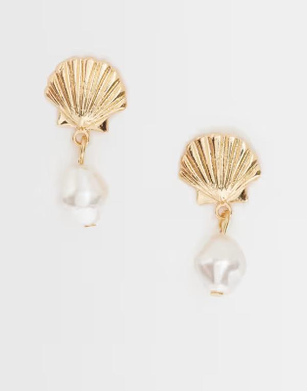 オンリー レディース アクセサリー ピアス・イヤリング ONLY seashell earrings with faux pearls tone WHITE ホワイト