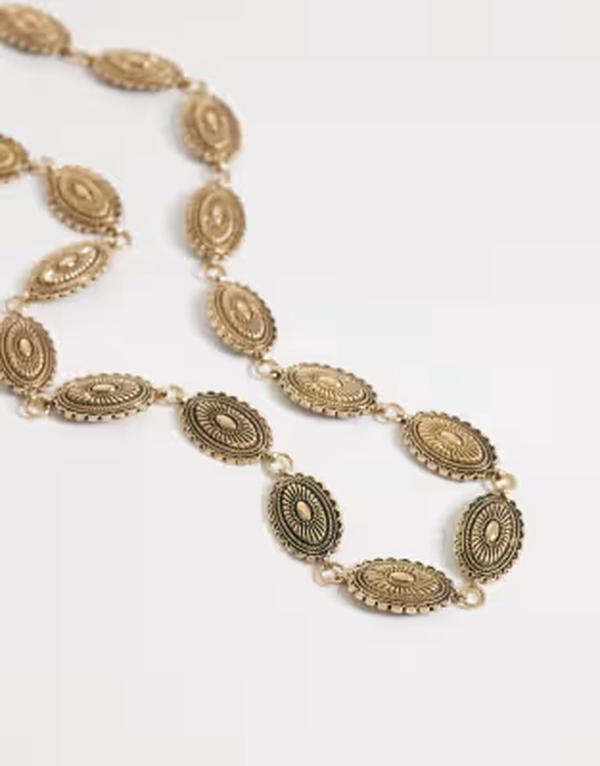 ピーシーズ レディース アクセサリー ベルト Pieces boho chain belt Matte Gold Color ゴールド