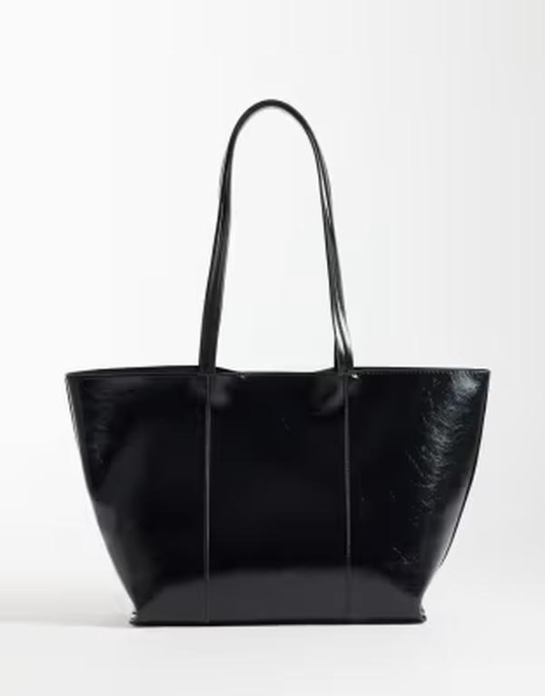 マンゴ レディース バッグ レザー フェイクレザー Mango classic faux leather tote bag Black ブラック