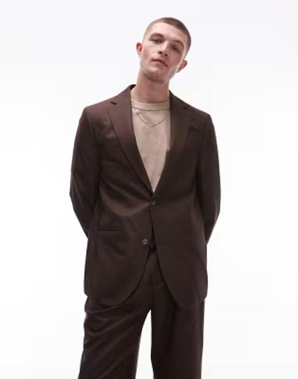 トップマン メンズ アウター ジャケット・ブルゾン Topman relaxed suit jacket Brown ブラウン