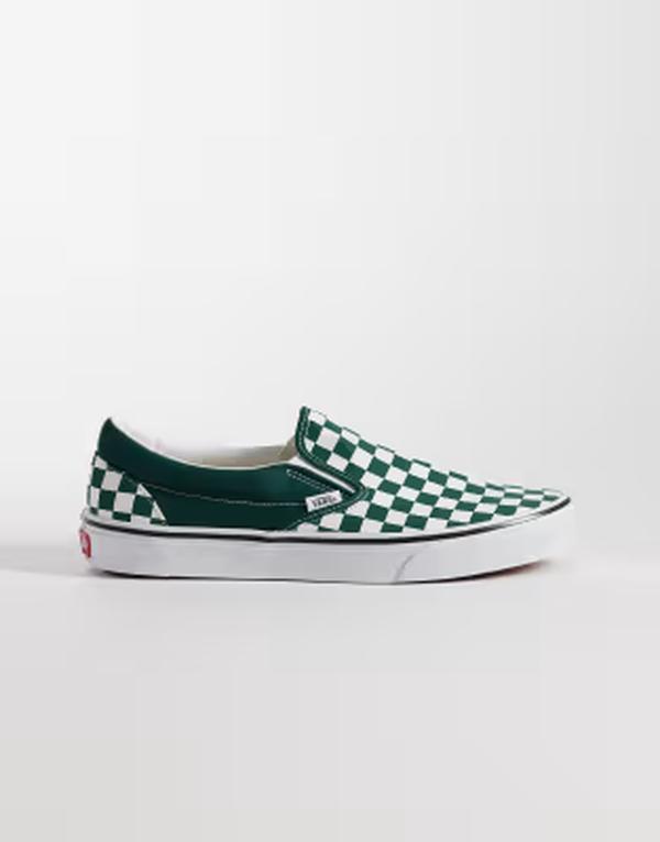 バンズ メンズ シューズ スニーカー Vans Classicheckerboard slip on sneakers インチ dark GREEN 緑であること