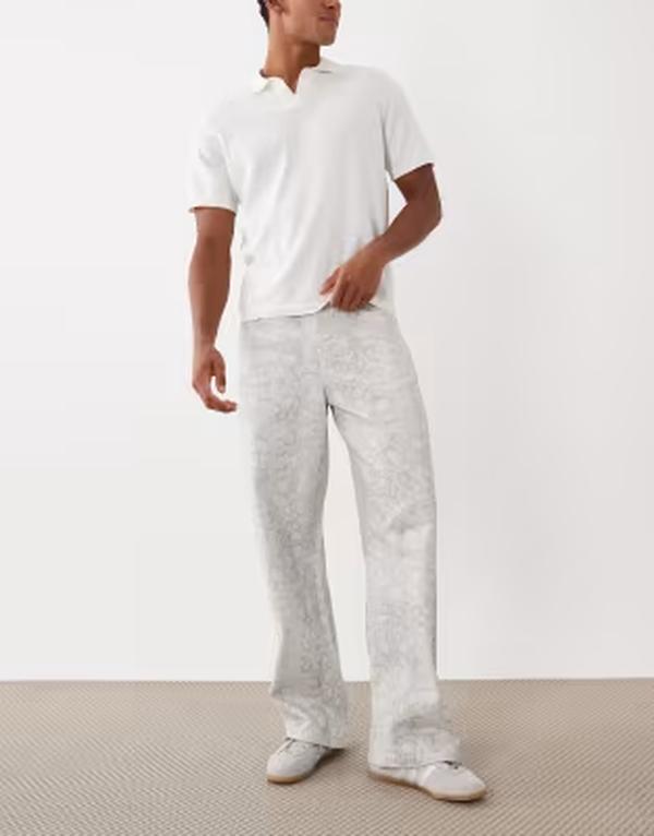 エイソス メンズ ボトムス カジュアルパンツ プリント ASOS DESIGN baggy pants in crocodile print Crocodile print