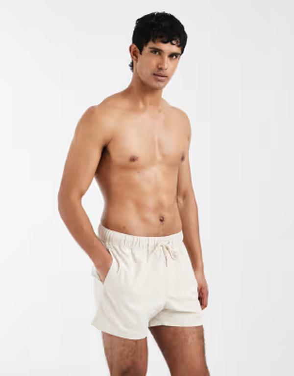 エイソス メンズ 水泳着 二分の一ズボン下・さる股引き 遊撃手ズボン下 ASOS DESIGN swim shorts インチ short length インチ stone 石ころ