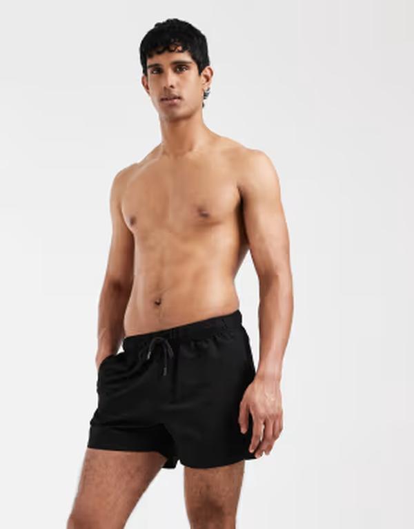 エイソス メンズ 水泳着 二分の一ズボン下・さる股引き 遊撃手ズボン下 ASOS DESIGN swim shorts インチ short length Black 黒いこと